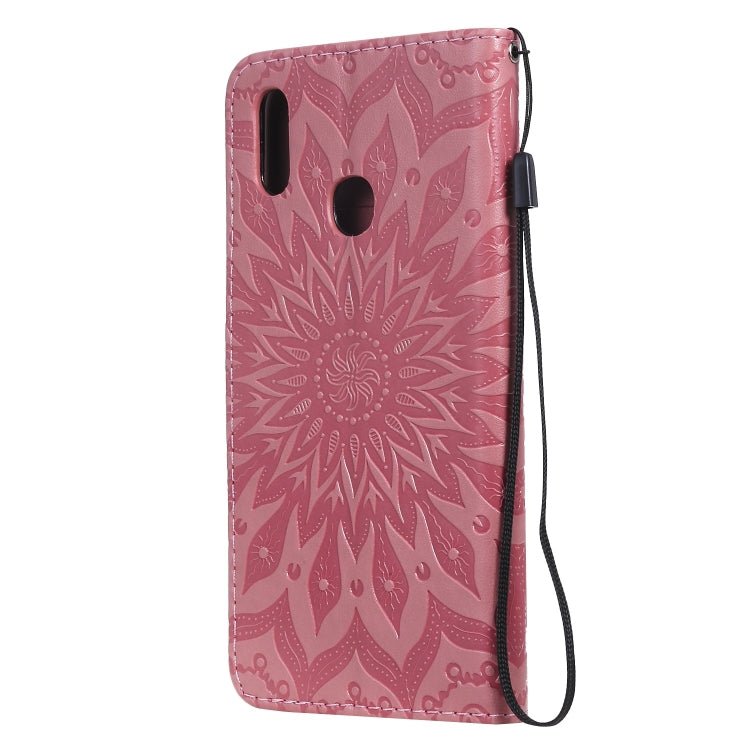 Pressed Printing Sunflower Pattern Horizontal Flip PU Leather Case for Vivo Y93 / Y91 / Y95, with Holder & Card Slots & Wallet & Lanyard