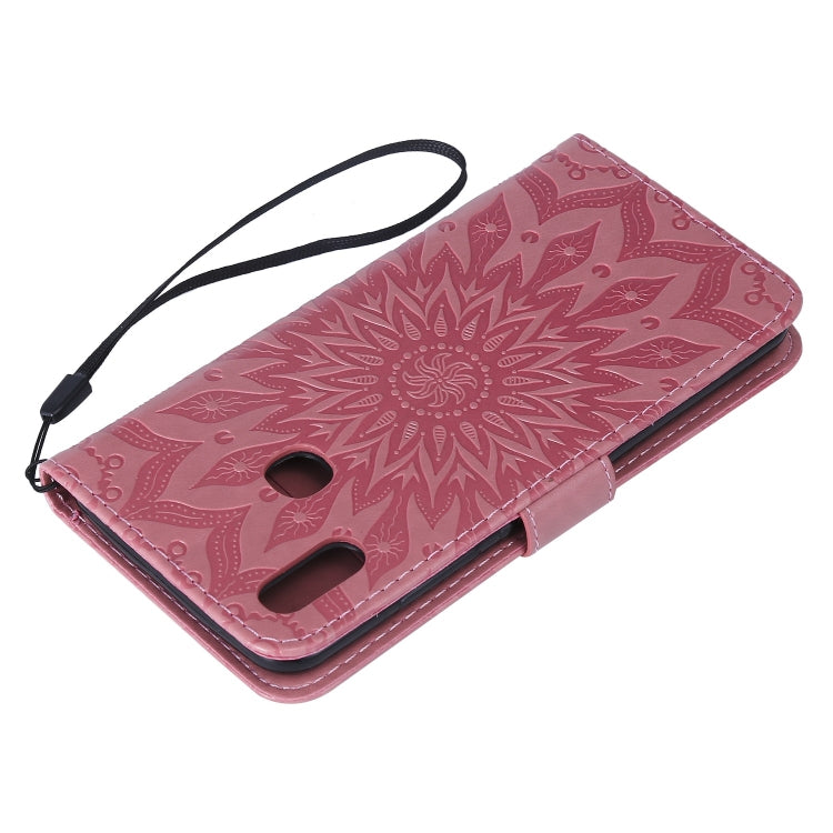Pressed Printing Sunflower Pattern Horizontal Flip PU Leather Case for Vivo Y93 / Y91 / Y95, with Holder & Card Slots & Wallet & Lanyard