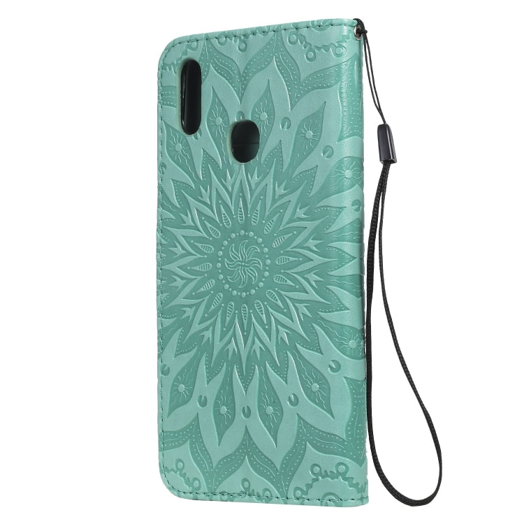 Pressed Printing Sunflower Pattern Horizontal Flip PU Leather Case for Vivo Y93 / Y91 / Y95, with Holder & Card Slots & Wallet & Lanyard