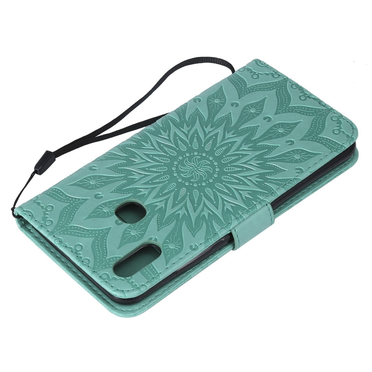 Pressed Printing Sunflower Pattern Horizontal Flip PU Leather Case for Vivo Y93 / Y91 / Y95, with Holder & Card Slots & Wallet & Lanyard