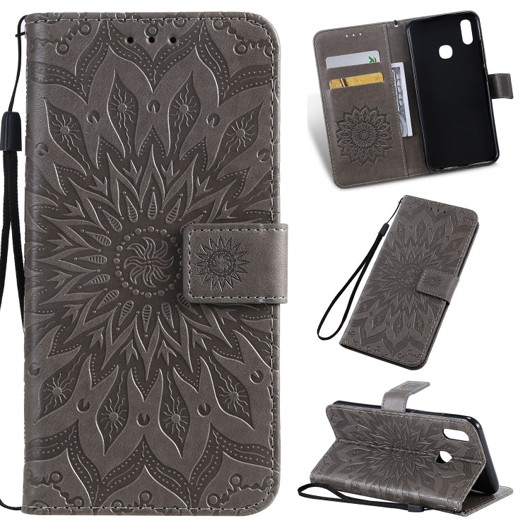 Pressed Printing Sunflower Pattern Horizontal Flip PU Leather Case for Vivo Y93 / Y91 / Y95, with Holder & Card Slots & Wallet & Lanyard