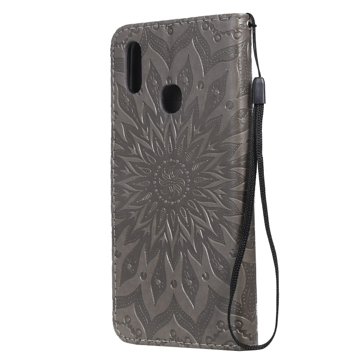 Pressed Printing Sunflower Pattern Horizontal Flip PU Leather Case for Vivo Y93 / Y91 / Y95, with Holder & Card Slots & Wallet & Lanyard