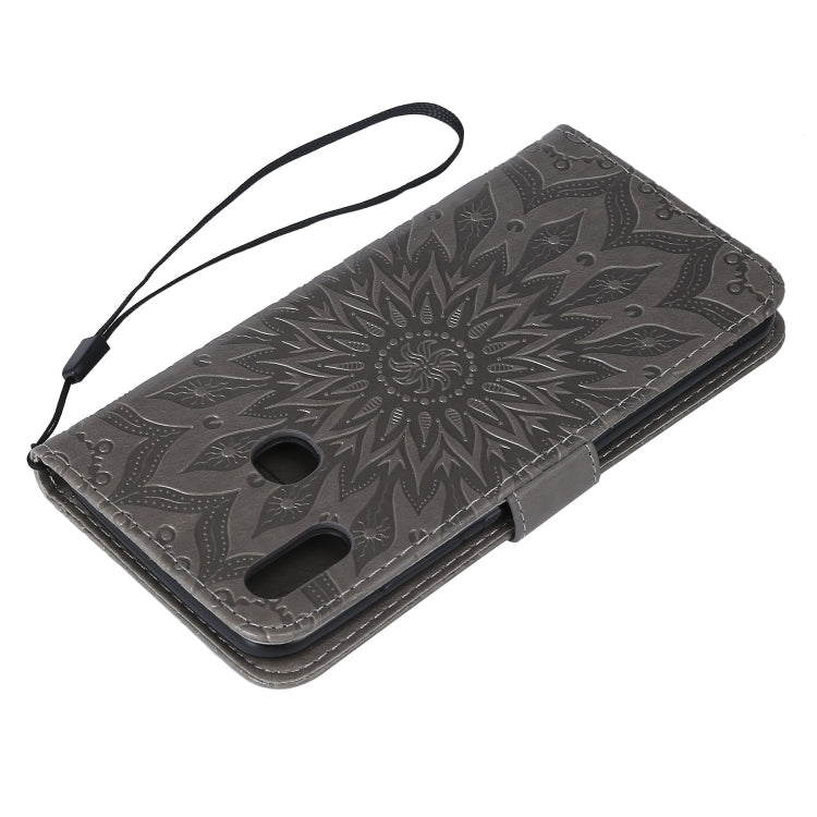 Pressed Printing Sunflower Pattern Horizontal Flip PU Leather Case for Vivo Y93 / Y91 / Y95, with Holder & Card Slots & Wallet & Lanyard