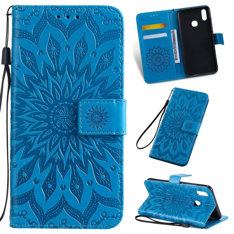 Pressed Printing Sunflower Pattern Horizontal Flip PU Leather Case for Vivo Y93 / Y91 / Y95, with Holder & Card Slots & Wallet & Lanyard