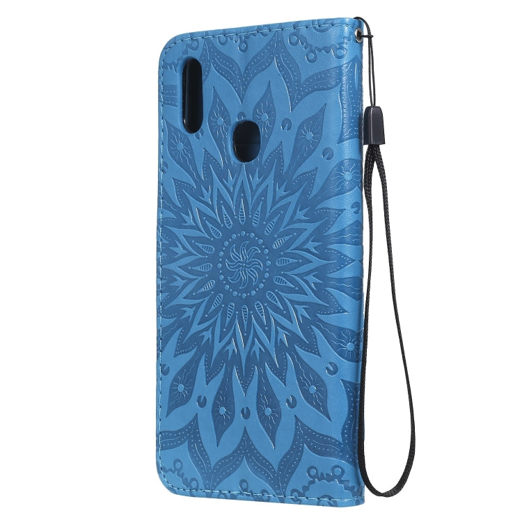 Pressed Printing Sunflower Pattern Horizontal Flip PU Leather Case for Vivo Y93 / Y91 / Y95, with Holder & Card Slots & Wallet & Lanyard