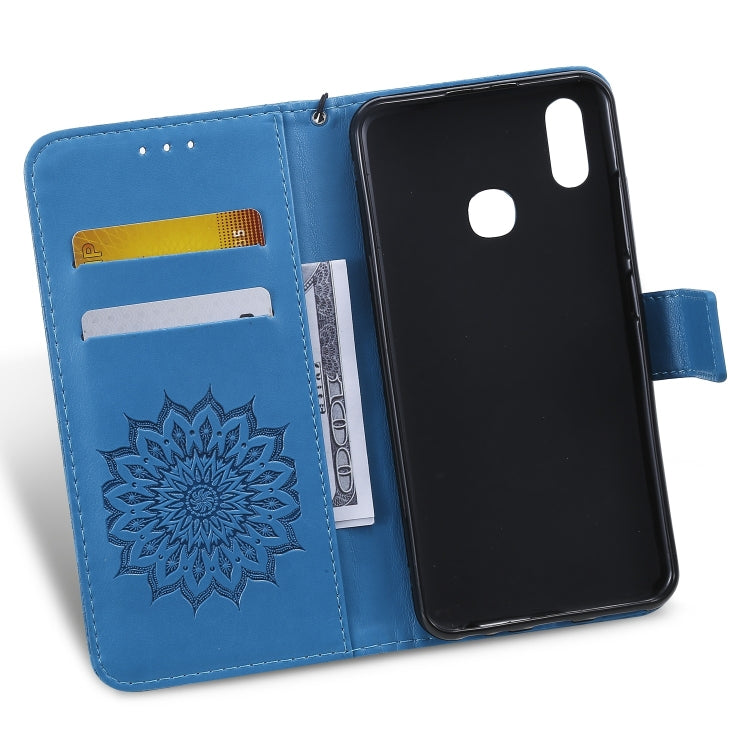 Pressed Printing Sunflower Pattern Horizontal Flip PU Leather Case for Vivo Y93 / Y91 / Y95, with Holder & Card Slots & Wallet & Lanyard