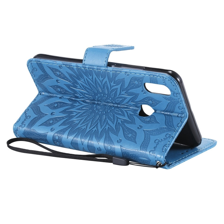 Pressed Printing Sunflower Pattern Horizontal Flip PU Leather Case for Vivo Y93 / Y91 / Y95, with Holder & Card Slots & Wallet & Lanyard