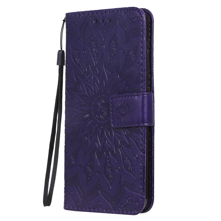 Pressed Printing Sunflower Pattern Horizontal Flip PU Leather Case for Vivo Y93 / Y91 / Y95, with Holder & Card Slots & Wallet & Lanyard