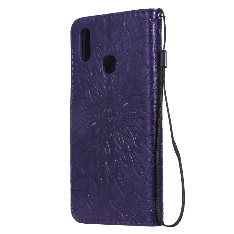 Pressed Printing Sunflower Pattern Horizontal Flip PU Leather Case for Vivo Y93 / Y91 / Y95, with Holder & Card Slots & Wallet & Lanyard
