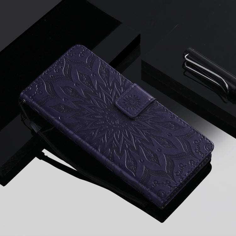 Pressed Printing Sunflower Pattern Horizontal Flip PU Leather Case for Vivo Y93 / Y91 / Y95, with Holder & Card Slots & Wallet & Lanyard