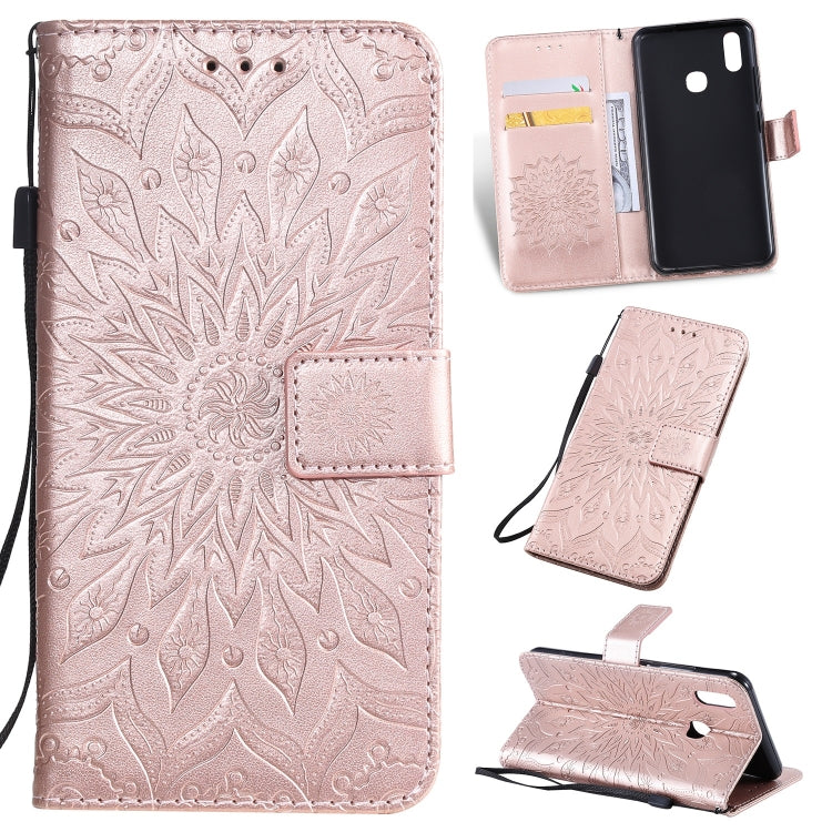Pressed Printing Sunflower Pattern Horizontal Flip PU Leather Case for Vivo Y93 / Y91 / Y95, with Holder & Card Slots & Wallet & Lanyard