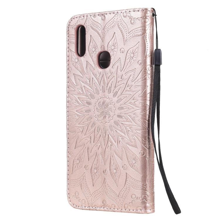 Pressed Printing Sunflower Pattern Horizontal Flip PU Leather Case for Vivo Y93 / Y91 / Y95, with Holder & Card Slots & Wallet & Lanyard