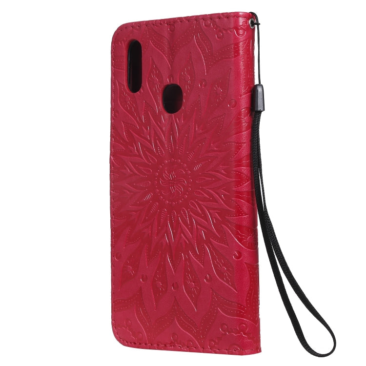 Pressed Printing Sunflower Pattern Horizontal Flip PU Leather Case for Vivo Y93 / Y91 / Y95, with Holder & Card Slots & Wallet & Lanyard