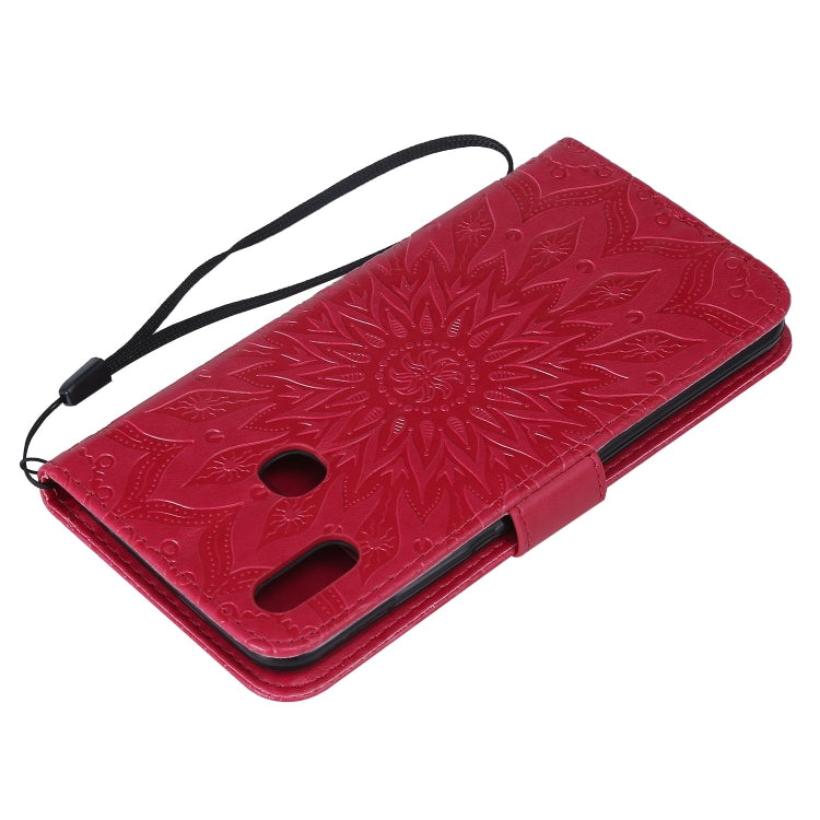 Pressed Printing Sunflower Pattern Horizontal Flip PU Leather Case for Vivo Y93 / Y91 / Y95, with Holder & Card Slots & Wallet & Lanyard