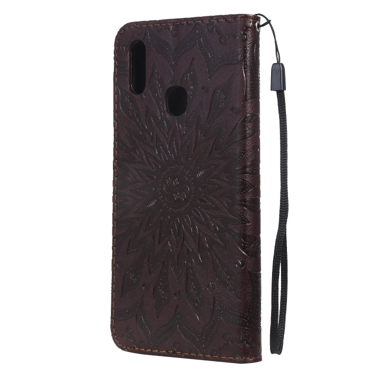 Pressed Printing Sunflower Pattern Horizontal Flip PU Leather Case for Vivo Y93 / Y91 / Y95, with Holder & Card Slots & Wallet & Lanyard