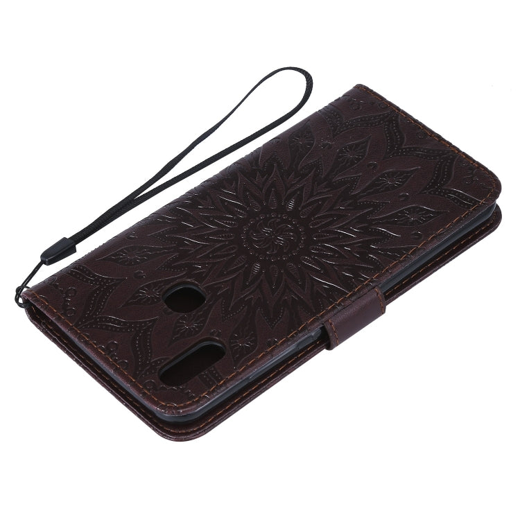 Pressed Printing Sunflower Pattern Horizontal Flip PU Leather Case for Vivo Y93 / Y91 / Y95, with Holder & Card Slots & Wallet & Lanyard