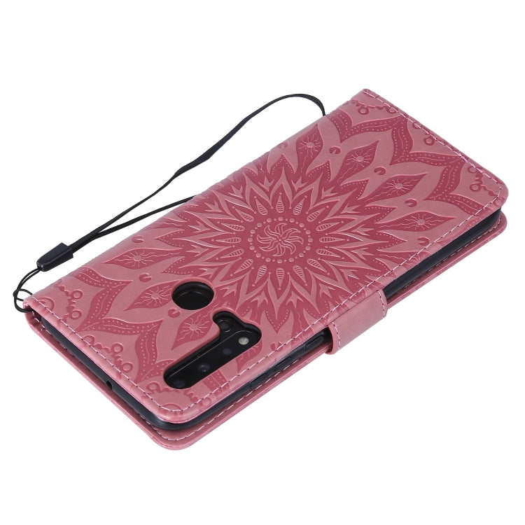 Pressed Printing Sunflower Pattern Horizontal Flip PU Leather Case for Huawei Nova 5i / P20 Lite (2019), with Holder & Card Slots & Wallet & Lanyard