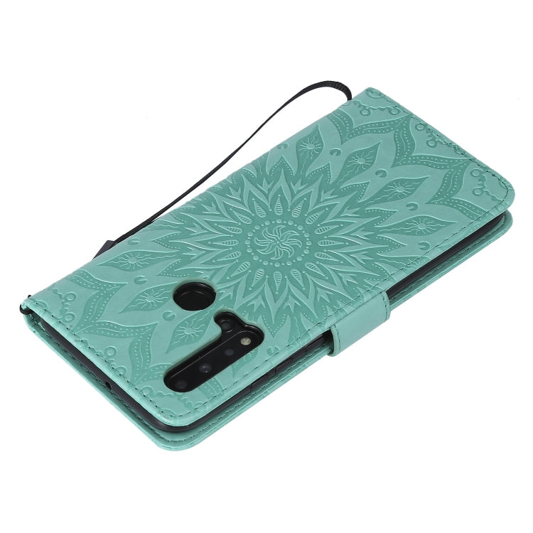 Pressed Printing Sunflower Pattern Horizontal Flip PU Leather Case for Huawei Nova 5i / P20 Lite (2019), with Holder & Card Slots & Wallet & Lanyard