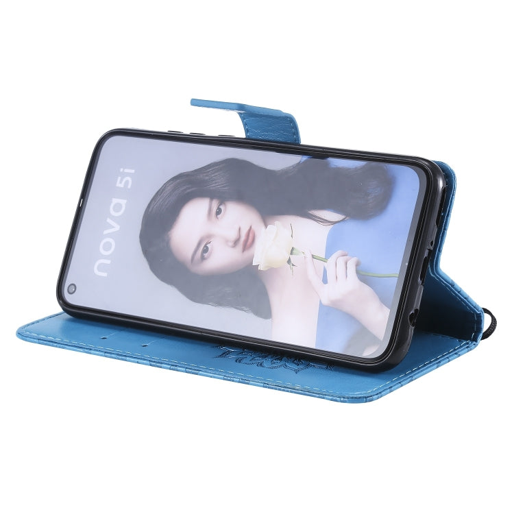 Pressed Printing Sunflower Pattern Horizontal Flip PU Leather Case for Huawei Nova 5i / P20 Lite (2019), with Holder & Card Slots & Wallet & Lanyard