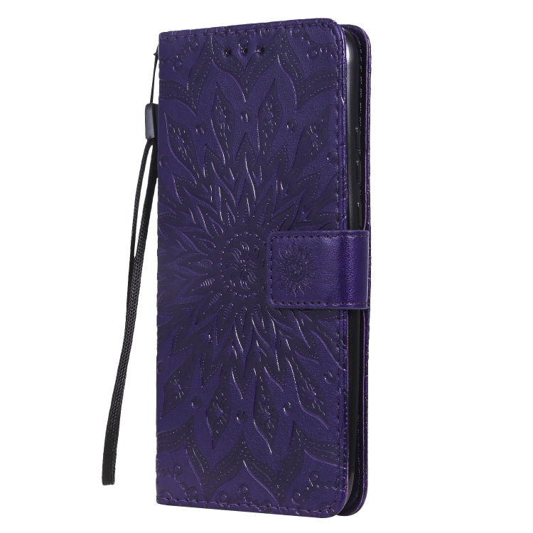 Pressed Printing Sunflower Pattern Horizontal Flip PU Leather Case for Huawei Nova 5i / P20 Lite (2019), with Holder & Card Slots & Wallet & Lanyard