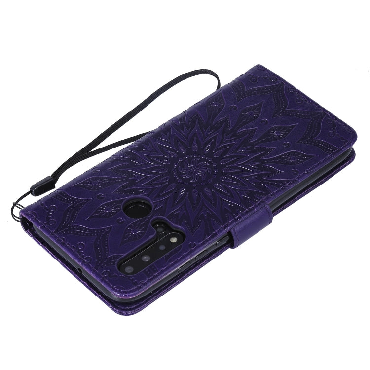 Pressed Printing Sunflower Pattern Horizontal Flip PU Leather Case for Huawei Nova 5i / P20 Lite (2019), with Holder & Card Slots & Wallet & Lanyard