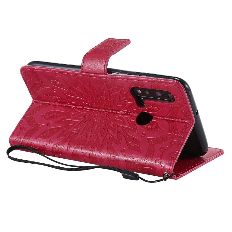 Pressed Printing Sunflower Pattern Horizontal Flip PU Leather Case for Huawei Nova 5i / P20 Lite (2019), with Holder & Card Slots & Wallet & Lanyard