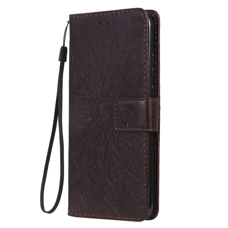Pressed Printing Sunflower Pattern Horizontal Flip PU Leather Case for Huawei Nova 5i / P20 Lite (2019), with Holder & Card Slots & Wallet & Lanyard