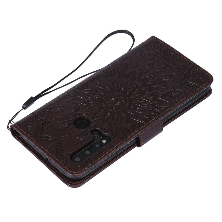 Pressed Printing Sunflower Pattern Horizontal Flip PU Leather Case for Huawei Nova 5i / P20 Lite (2019), with Holder & Card Slots & Wallet & Lanyard