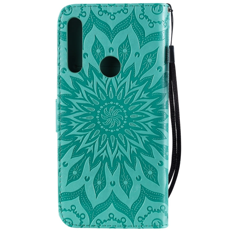 Pressed Printing Sunflower Pattern Horizontal Flip PU Leather Case for Huawei P Smart Z / Y9 Prime (2019), with Holder & Card Slots & Wallet & Lanyard