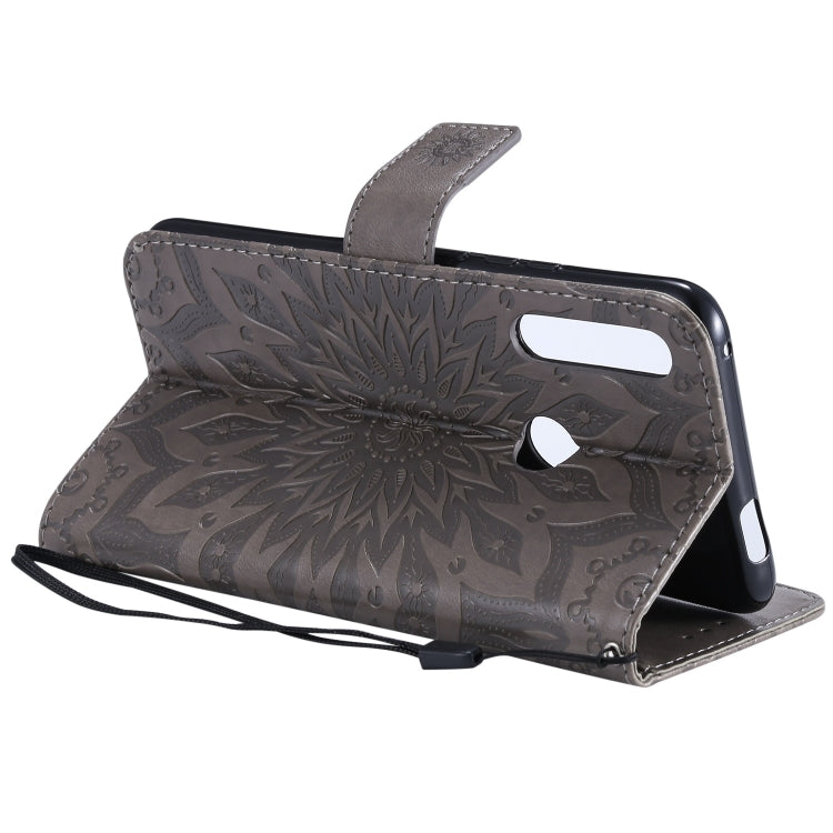 Pressed Printing Sunflower Pattern Horizontal Flip PU Leather Case for Huawei P Smart Z / Y9 Prime (2019), with Holder & Card Slots & Wallet & Lanyard