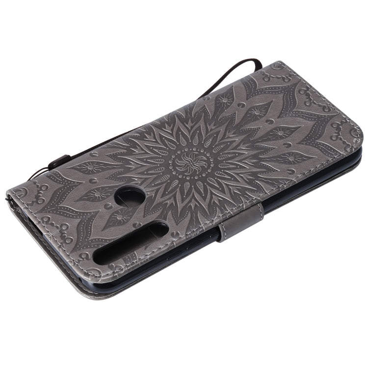 Pressed Printing Sunflower Pattern Horizontal Flip PU Leather Case for Huawei P Smart Z / Y9 Prime (2019), with Holder & Card Slots & Wallet & Lanyard