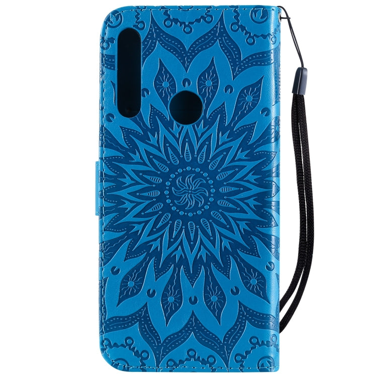 Pressed Printing Sunflower Pattern Horizontal Flip PU Leather Case for Huawei P Smart Z / Y9 Prime (2019), with Holder & Card Slots & Wallet & Lanyard