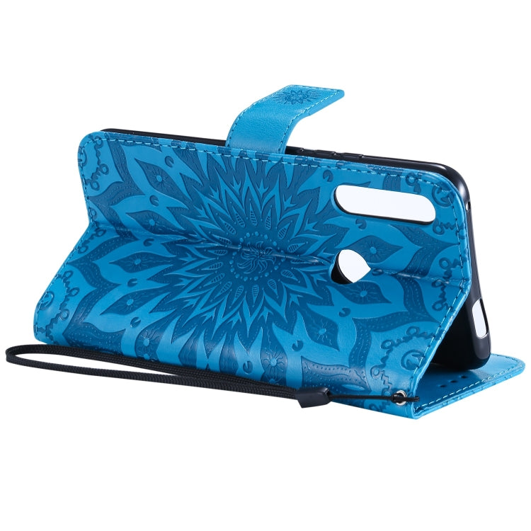 Pressed Printing Sunflower Pattern Horizontal Flip PU Leather Case for Huawei P Smart Z / Y9 Prime (2019), with Holder & Card Slots & Wallet & Lanyard