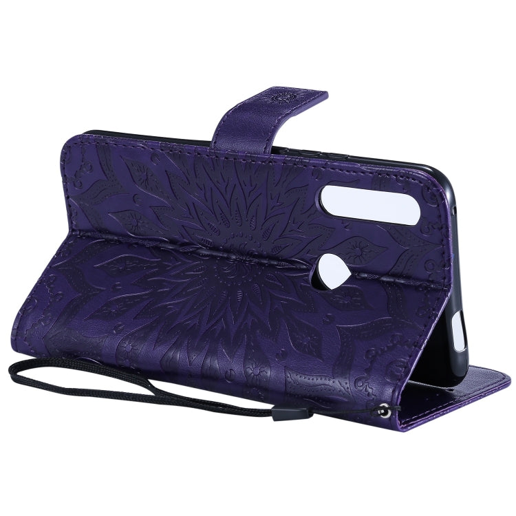 Pressed Printing Sunflower Pattern Horizontal Flip PU Leather Case for Huawei P Smart Z / Y9 Prime (2019), with Holder & Card Slots & Wallet & Lanyard