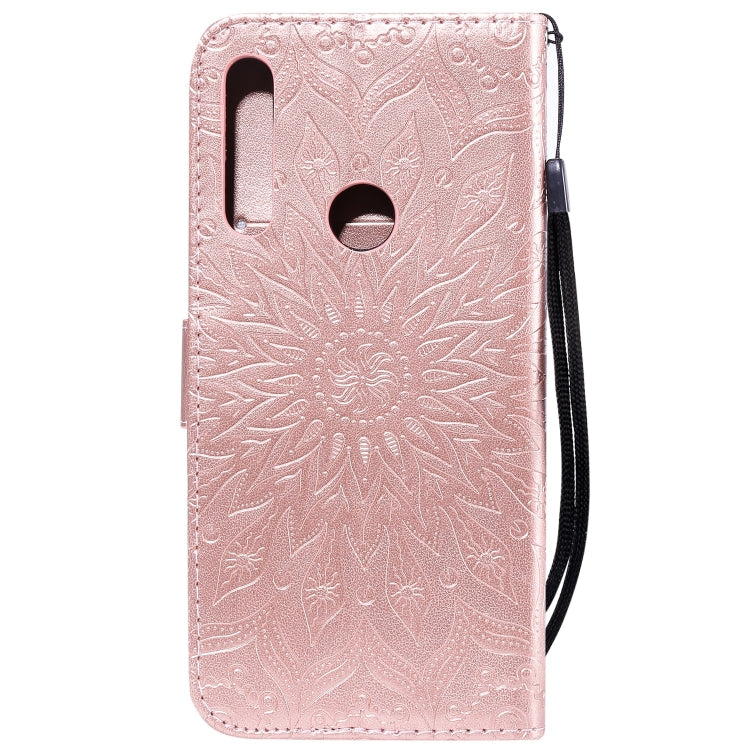 Pressed Printing Sunflower Pattern Horizontal Flip PU Leather Case for Huawei P Smart Z / Y9 Prime (2019), with Holder & Card Slots & Wallet & Lanyard