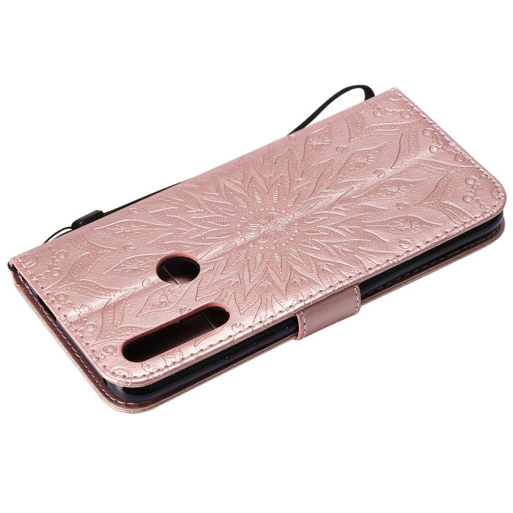Pressed Printing Sunflower Pattern Horizontal Flip PU Leather Case for Huawei P Smart Z / Y9 Prime (2019), with Holder & Card Slots & Wallet & Lanyard