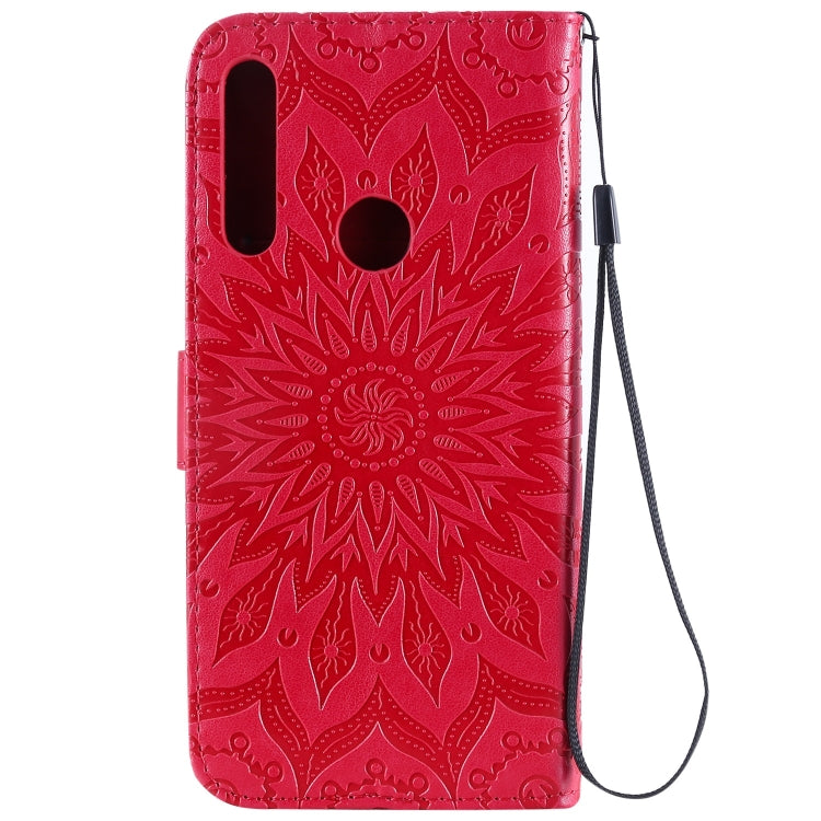 Pressed Printing Sunflower Pattern Horizontal Flip PU Leather Case for Huawei P Smart Z / Y9 Prime (2019), with Holder & Card Slots & Wallet & Lanyard