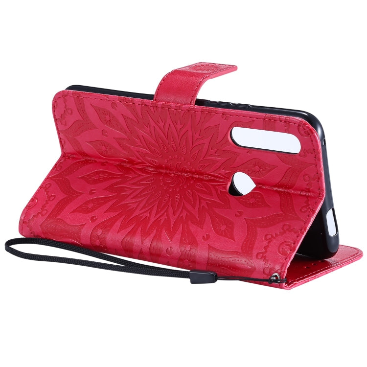 Pressed Printing Sunflower Pattern Horizontal Flip PU Leather Case for Huawei P Smart Z / Y9 Prime (2019), with Holder & Card Slots & Wallet & Lanyard