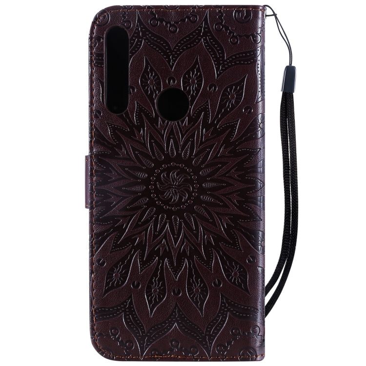 Pressed Printing Sunflower Pattern Horizontal Flip PU Leather Case for Huawei P Smart Z / Y9 Prime (2019), with Holder & Card Slots & Wallet & Lanyard