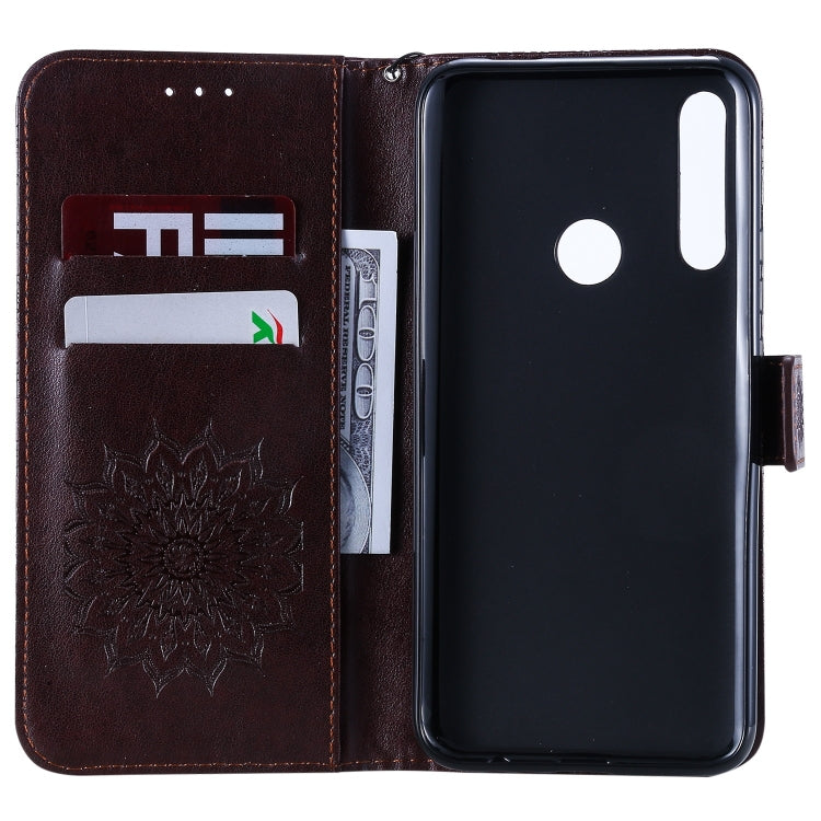 Pressed Printing Sunflower Pattern Horizontal Flip PU Leather Case for Huawei P Smart Z / Y9 Prime (2019), with Holder & Card Slots & Wallet & Lanyard