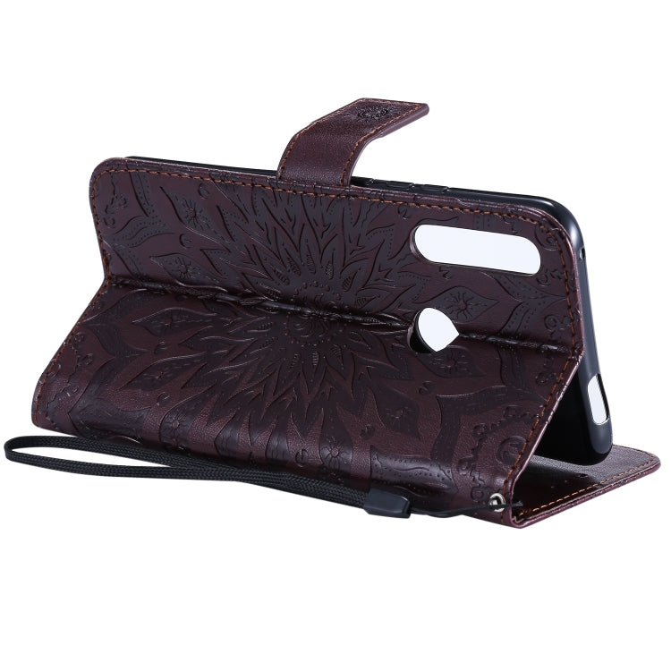 Pressed Printing Sunflower Pattern Horizontal Flip PU Leather Case for Huawei P Smart Z / Y9 Prime (2019), with Holder & Card Slots & Wallet & Lanyard