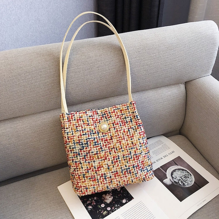 Woolen Knitted Pearl Bucket Single Shoulder Bag Ladies Handbag