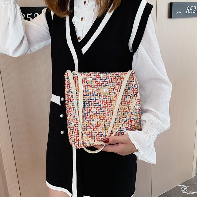 Woolen Knitted Pearl Bucket Single Shoulder Bag Ladies Handbag