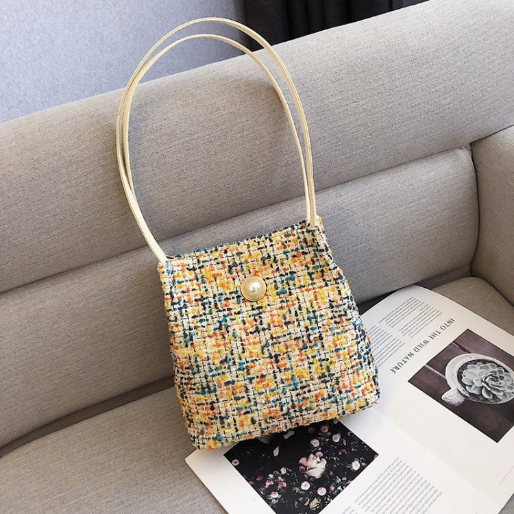 Woolen Knitted Pearl Bucket Single Shoulder Bag Ladies Handbag