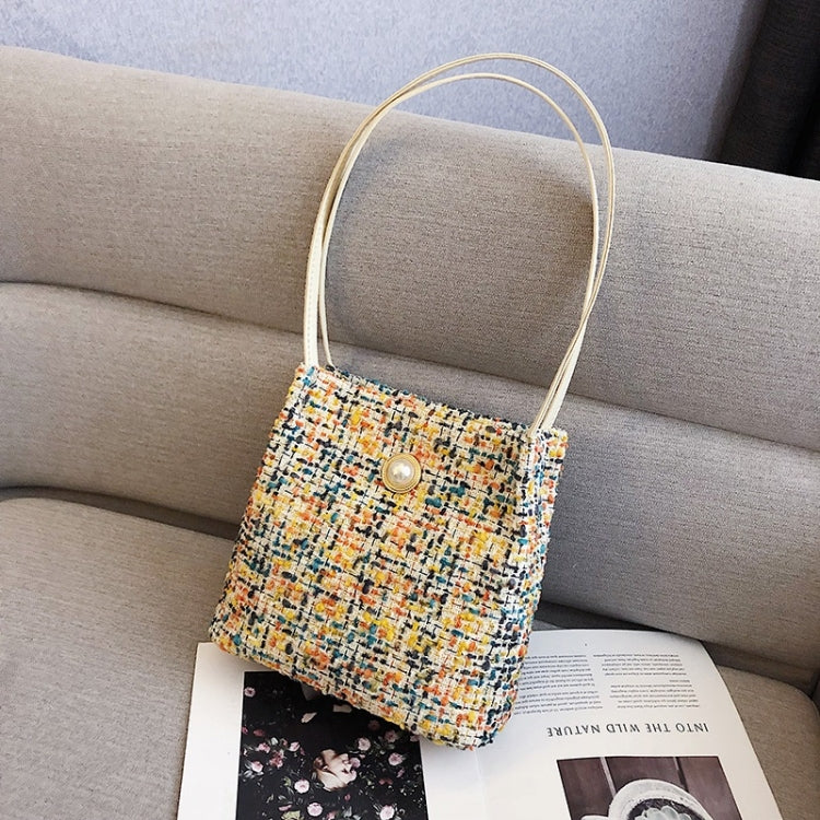 Woolen Knitted Pearl Bucket Single Shoulder Bag Ladies Handbag