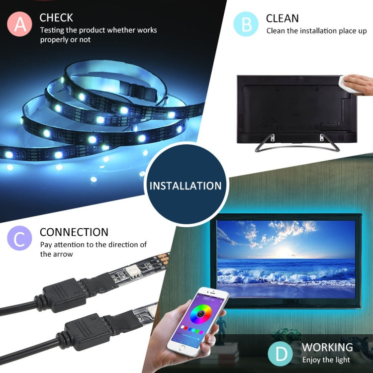 YWXLight 1 to 4 TV Background Bluetooth APP Mobile Phone Controller USB LED Light Strip