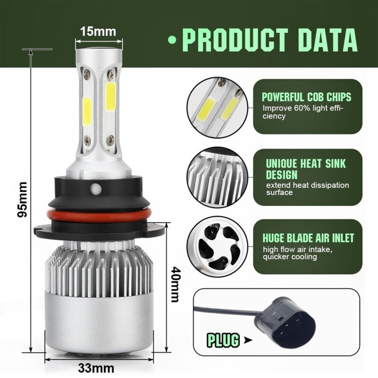 YWXLight 9004/HB1 LED Headlight Bulbs 8000LM/Set 6000K Pure White Waterproof IP68 DC9V-32V