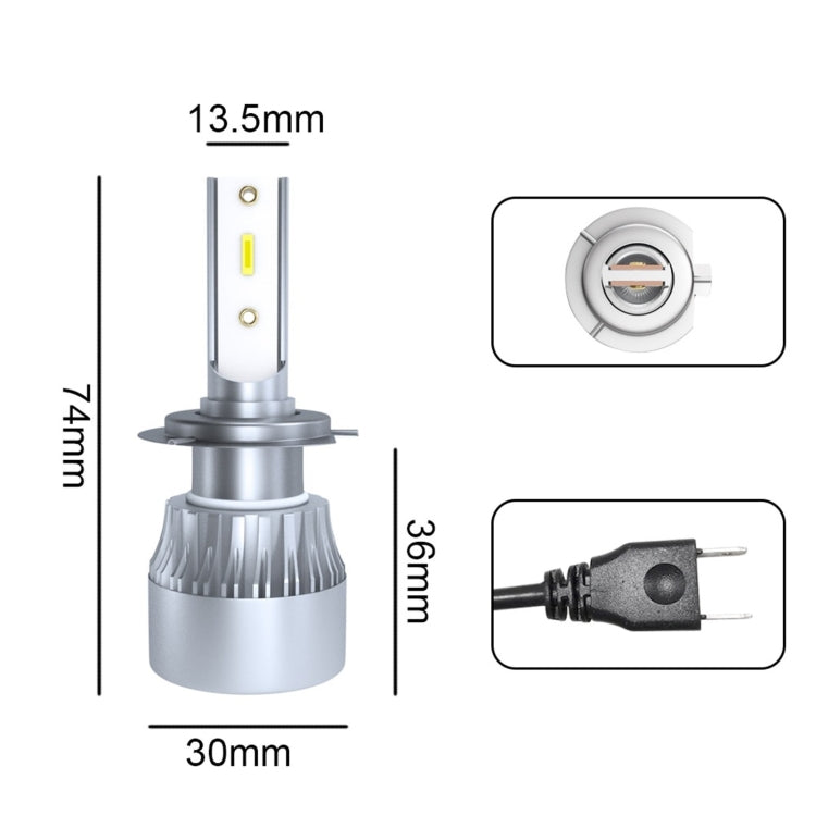 YWXLight LED Headlight Bulb Compatible With H7 60W 6000LM 6000K White Aluminum Case for Car Headlights