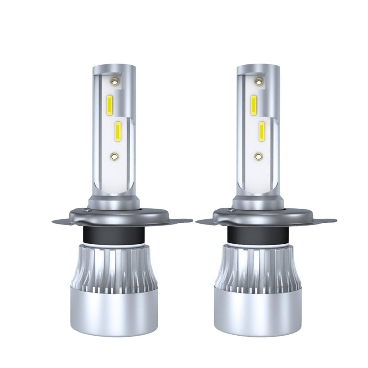 YWXLight LED Headlight Bulb Compatible With H4 60W 6000LM 6000K White Aluminum Case for Car Headlights