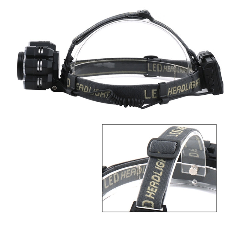 YWXLight 3T6+4XPE 7LEDs Strong Light Zoom Headlight USB Charging Night Fishing Headlamp